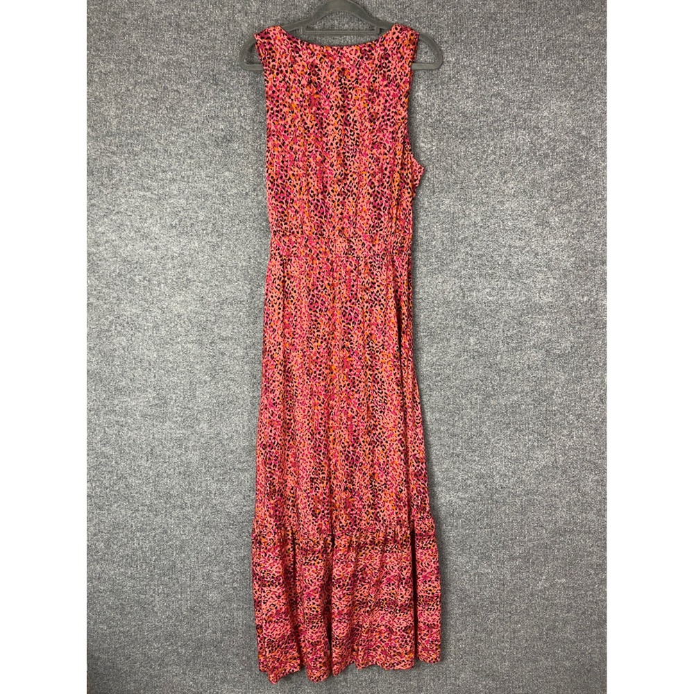 NEW Evereve Allison Joy Glenna Wrap Dress Size S Pink Animal Sleeveless Maxi - Picture 2 of 10